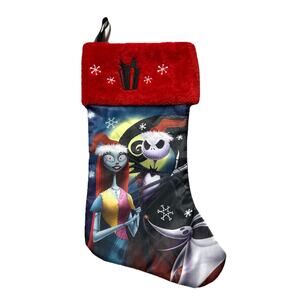Ruz Disney The Nightmare Before Christmas Stocking Black Fuzzy Top Jack Sally